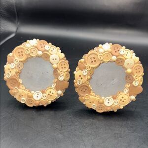 2 mini Button Embellished Round Frames